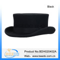 High quality wool felt black magician round silk top hat